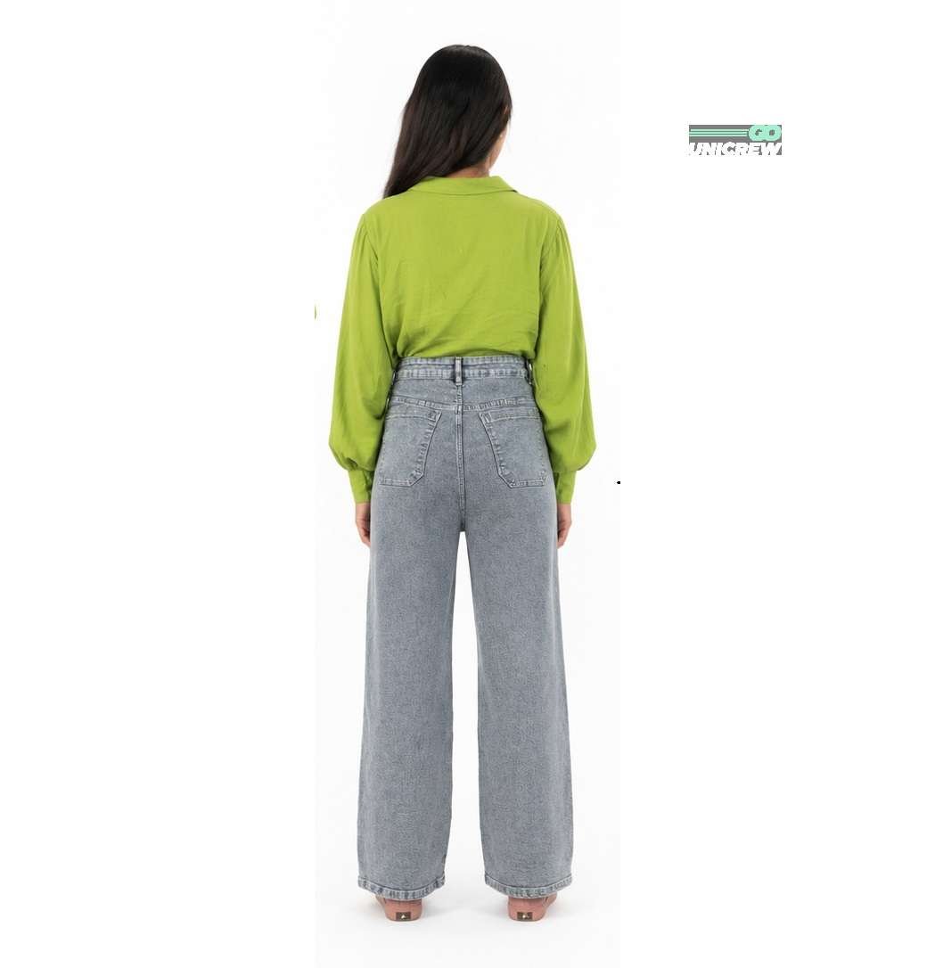 Women's High Rise Charcoal Grey Wide Leg Jeans