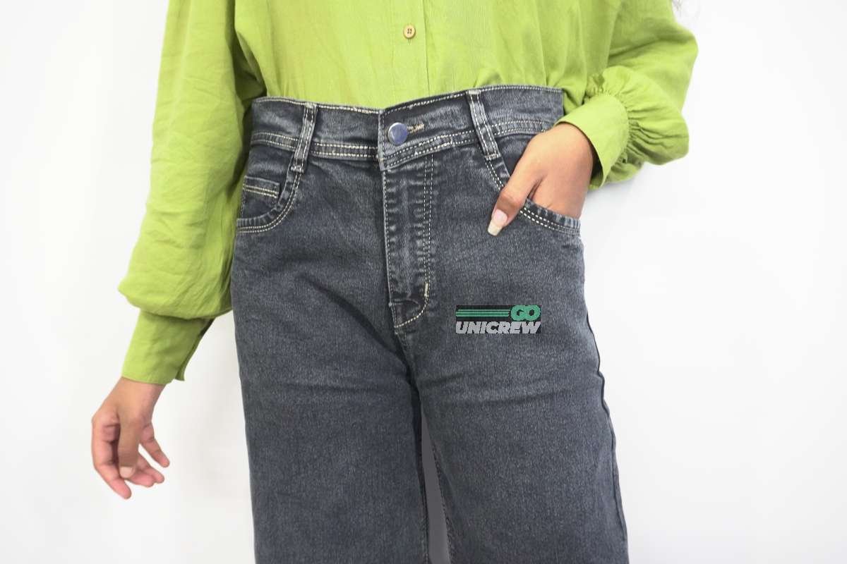 Women's High Rise Charcoal Grey Wide Leg Jeans