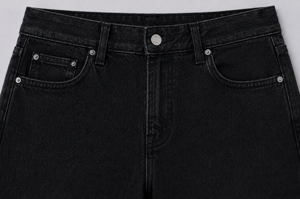 Gosagi - Women Jeans - Women’s Black High-Rise Wide-Leg Jeans with Button-and-Zip Closure, Belt Loops and Functional Pockets image 3
