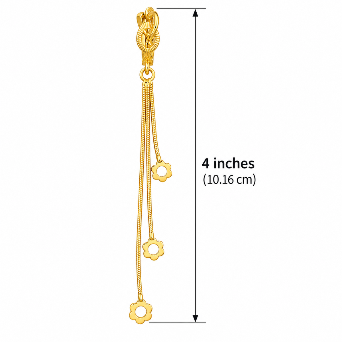 Dai Gold Plated Multi-Strand Tassel Huggie Hoop Earrings with Floral Charm Drops