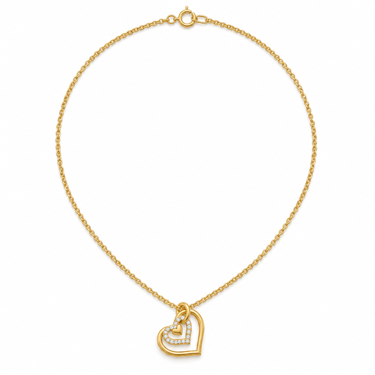 Gold Plated Triple Layer Nested Heart Pendant Necklace with Pavé Crystals image 2