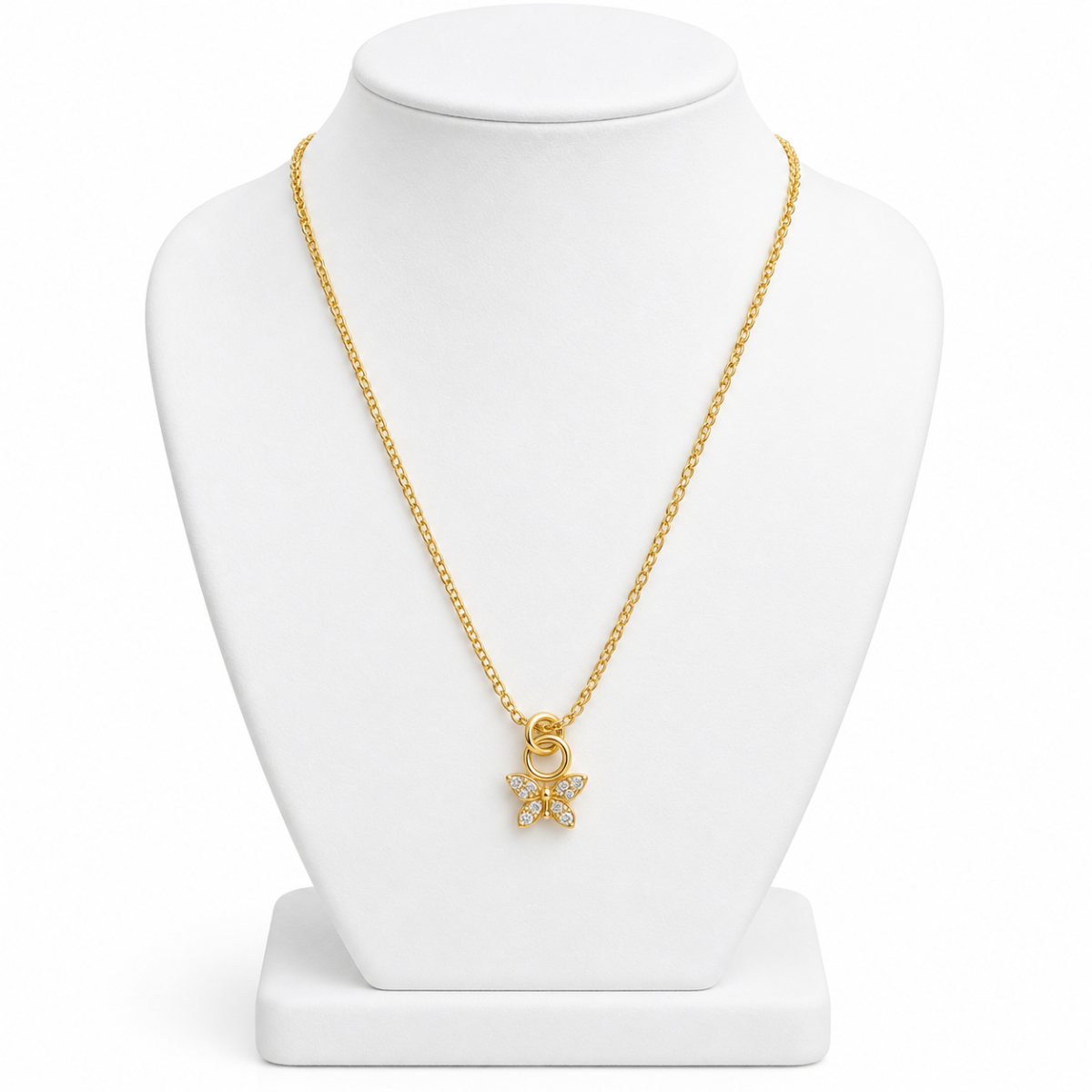 Artificial Gold-Tone Crystal Butterfly Pendant Necklace with Ring Bail for Women - Jewellery at GoAariva