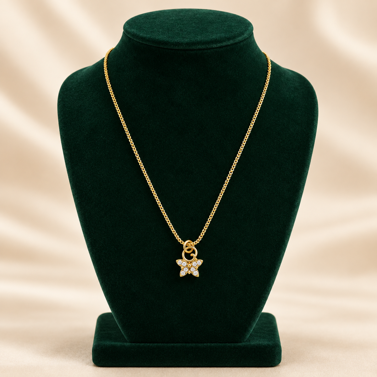 Artificial Gold-Tone Crystal Butterfly Pendant Necklace with Ring Bail for Women image 4