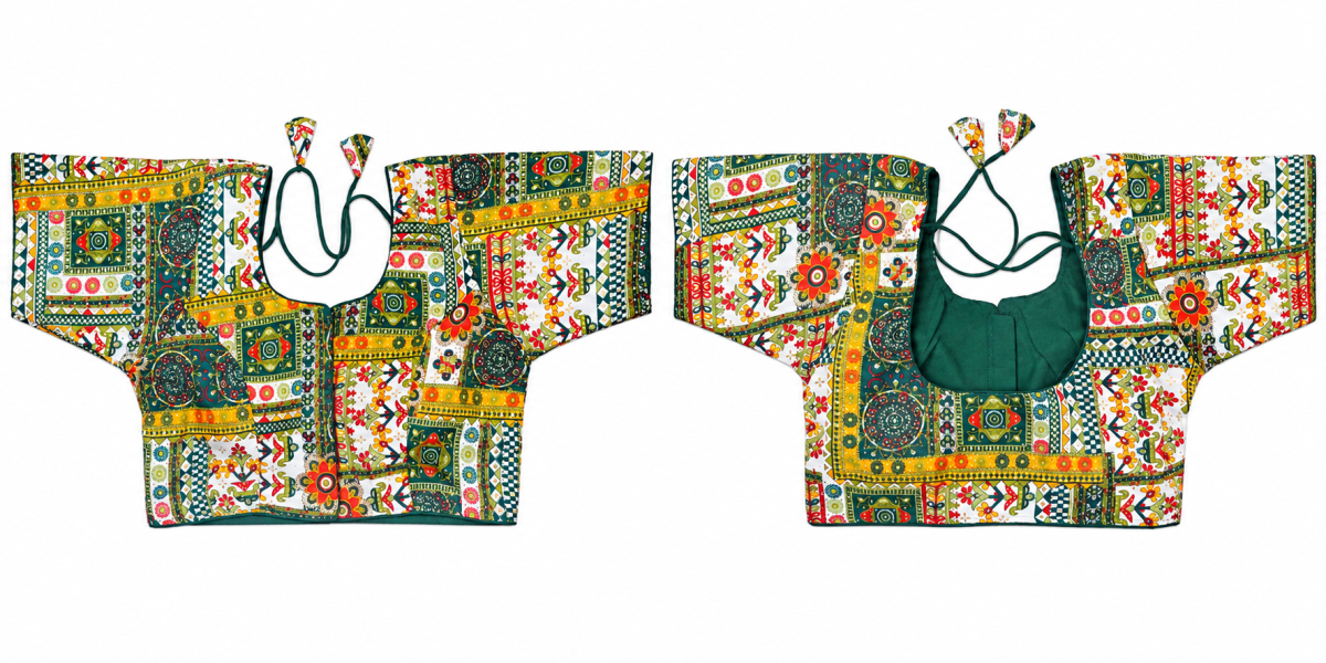 Women’s Multicolor Ethnic Printed Readymade Blouse with Dori Tie-Up image 2